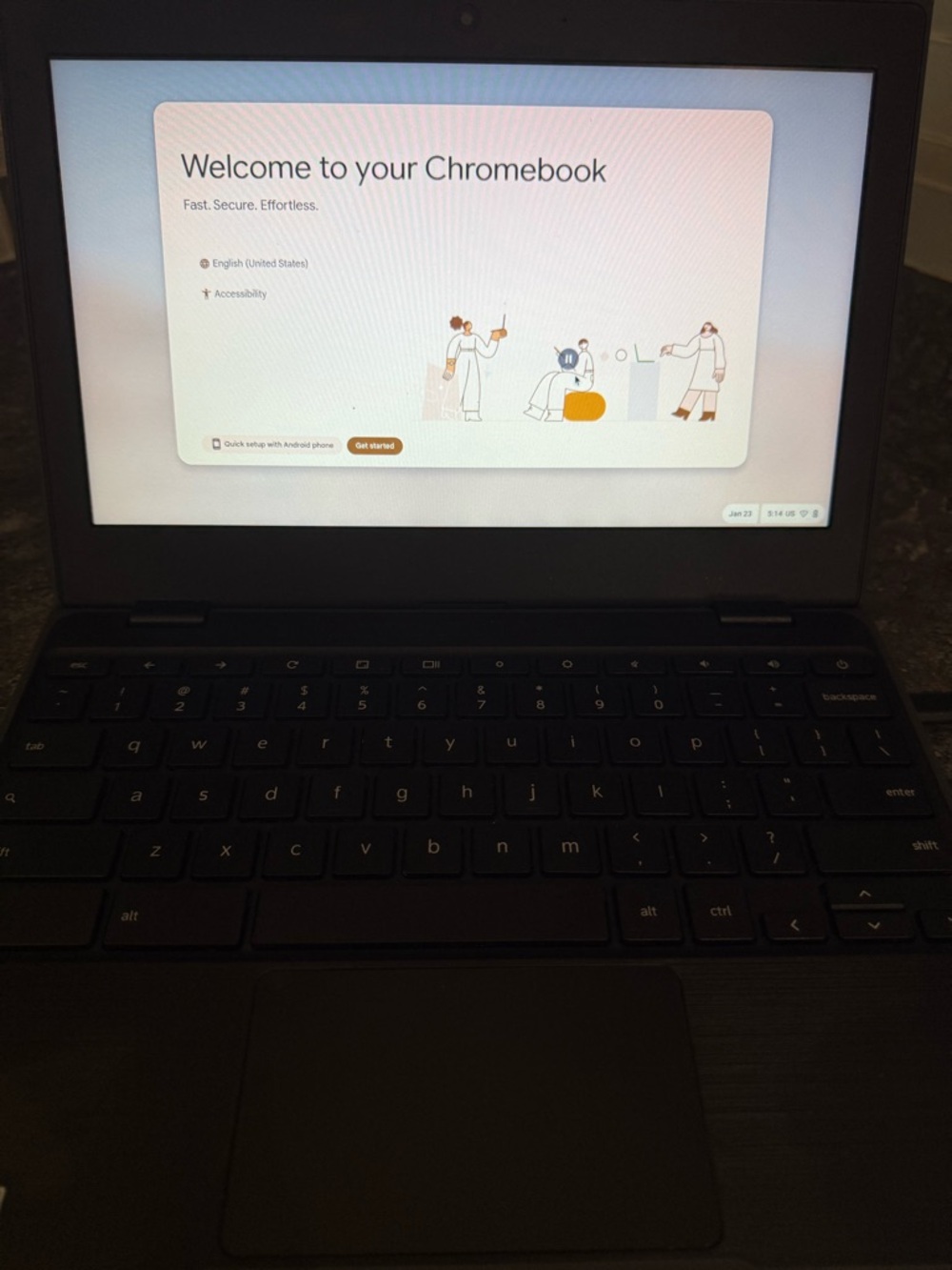 Chromebook Laptop in Black with Bright Display